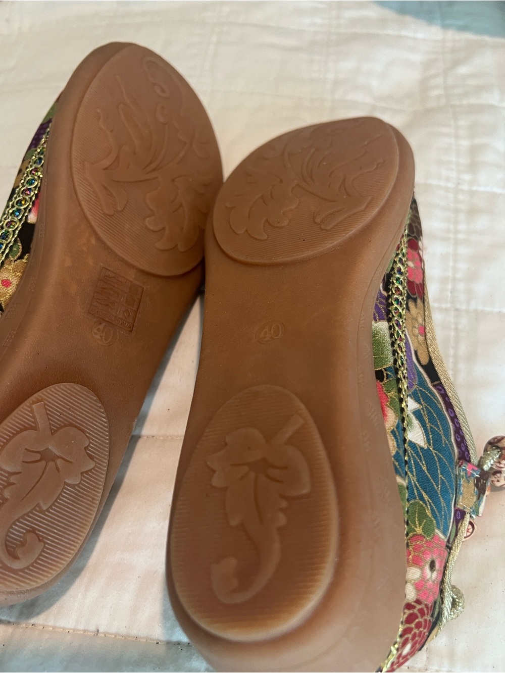 Beginning Boutique Black Multi Floral Ballet Flats with Beaded Ankle Wrap - Picture 7 of 12